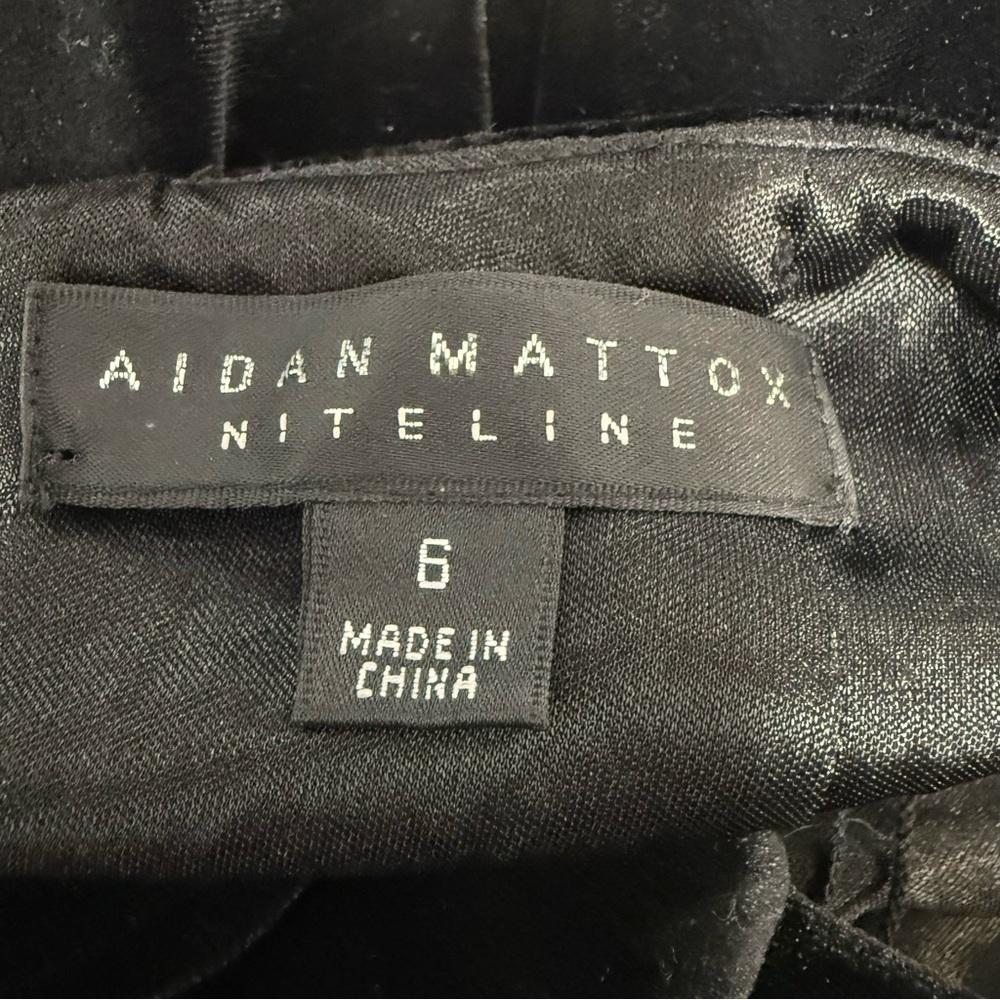 NWT AIDAN MATTOX Black Velvet Sequin Racerback Backless Cocktail Dress Cutout 6 - Picture 11 of 15